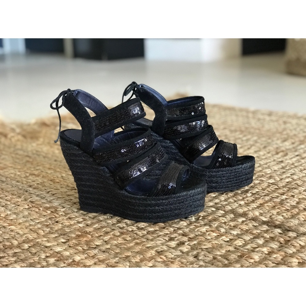 Castaner Sequin & Suede Wedges
